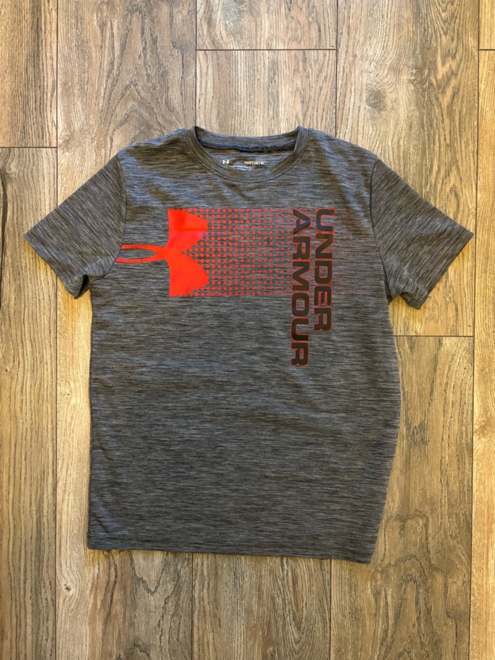 Under Armour Heather Gray Short Sleeve Tee with Red Logo
